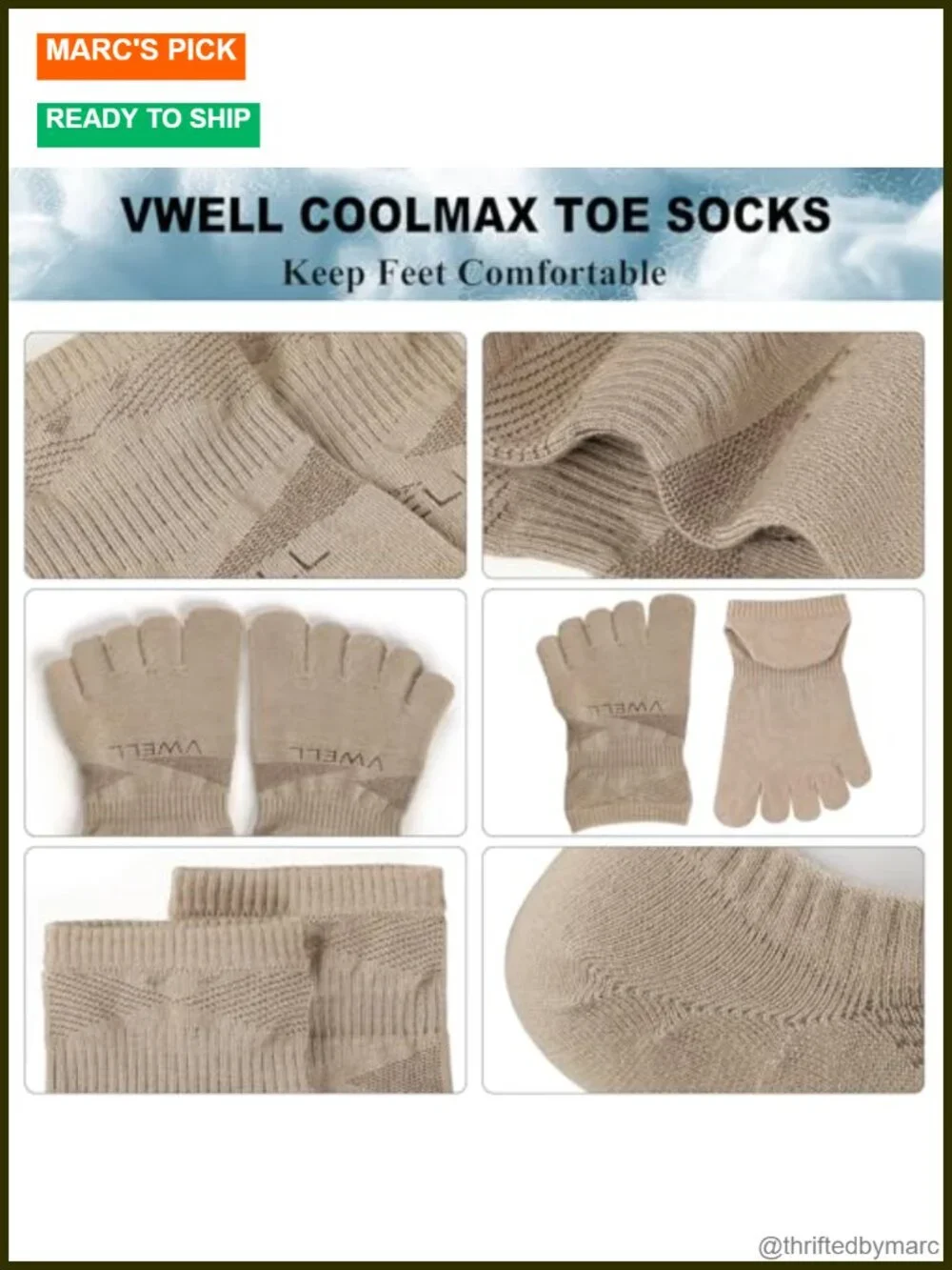 COOLMAX No Show Toe Socks Athletic Running 5 Finger Socks 3 Pack